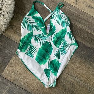 Forever 21 + plus swim suit palm NWT